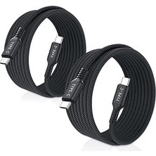 Galaxy S23/S23 FE/S23 PLUS/S23 Ultra ile Uyumlu 240W Type-C Pd Şarj Kablosu, 1 Metre, Siyah, Örgü