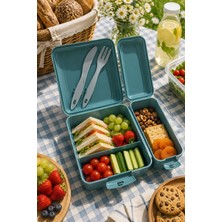 BURADABULDUN Titiz Takeaway Beslenme Kabı Seti Bölmeli Lunch Box Çatal Bıçak Dahil Bpa Free