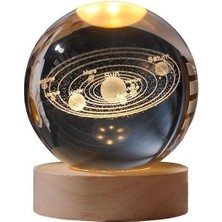 Cam Gece Lambası Küre Kristal Renk Değiştiren LED Işıklı Dekoratif Hediyelik (Gezegenler)