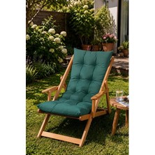 Bysay Ahşap Katlanır Şezlong, Puf Minderli, Naturel Haki, Gürgen Ağacı, 3 Kademeli, Bahçe, Ba