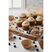 100 Adet Büyük Boy Kraft Muffin Kek Kalıbı 50X40 Mm, Doğal Cupcake Kağıdı, Brownie Kalıbı