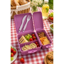 BURADABULDUN Titiz Takeaway Beslenme Kabı Seti Bölmeli Lunch Box Çatal Bıçak Dahil Bpa Free