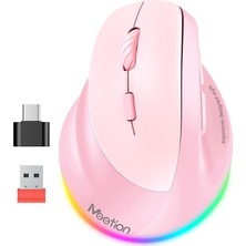 Solak Fare, Ergonomik Fare, Kablosuz Dikey Fare, Rgb Şarj Edilebilir Fare, Bluetooth (5.2 + 3.0) ve