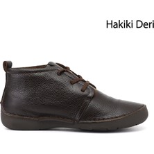 Gönderi(r) Kadın Koyu Kahve  Bağcıklı Hakiki Deri Comfort Bot