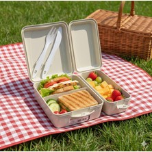 BURADABULDUN Titiz Takeaway Beslenme Kabı Seti Bölmeli Lunch Box Çatal Bıçak Dahil Bpa Free