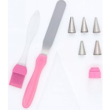Çok Amaçlı Pasta Süsleme Seti 9 Parça 5 Duy Krema Torbası Adaptörü Spatula Silikon Fırça I