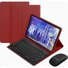 Xiaomi Redmi Pad 2 Pro 12.1 Inch İçin Kırmızı Bluetooth Klavye ve Mouse + Kılıf Bkk6
