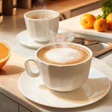 Porselen Bevel 190 Cc/ml 6 Kişilik Çay Duble Türk Kahve Fincan Takımı 12 Parça Cappuccino Latt