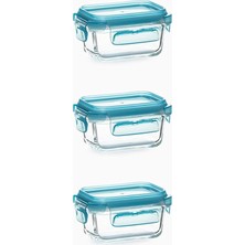 4376 3lü Kilitli Sızdırmaz Kapaklı Yiyecek Erzak Saklama Kabı Seti - Cam Saklama Kabı - 150ML