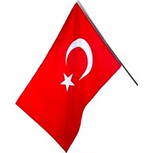 Sanat Türk Bayrağı 30X45 cm Sopalı Özel Alpaka Kumaş Bayrak 5'li