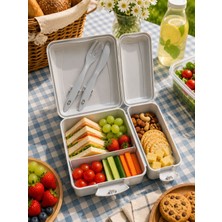 BURADABULDUN Titiz Takeaway Beslenme Kabı Seti Bölmeli Lunch Box Çatal Bıçak Dahil Bpa Free