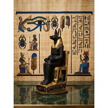 Mısır Anubis Biblosu - El Boyaması Dekoratif Heykel (19 Cm)