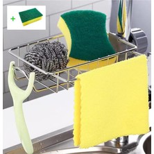 Sünger Tutucu Paslanmaz Çelik Mutfak Lavabo Organizatörü Saklama Rafı Sabun Süngerleri Bulaş�