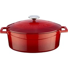 Metal Oval Döküm Tencere, 29 Cm, 4.67 Litre Hacim, Kırmızı