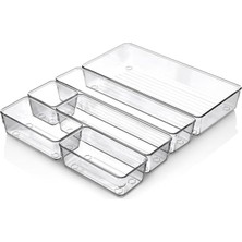 6 Parça Organizer Çekmece Içi Düzenleyici, Şeffaf Kristal Plastik Düzenleyici Seti
