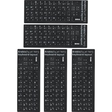 A01 Arapça Klavye Sticker/5 Adet/a Sınıf Pvc-Arapça Ingilizce Klavye Etiketi-Siyah Renk (5)