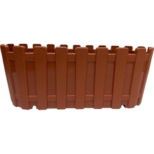 Çit Desenli Balkon Saksısı, Terracotta Rengi, Dikdörtgen, Çiçeklik Toprak Rengi 28X12