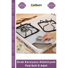 Carlburn #koruyucu Yağ Leke Önleyici Gaz Ocağı Koruma Dayanıklı Hijyenik Ocak Koruyucu 5'li Alüminyum Ped Set