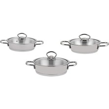 6 Parça Paslanmaz Çelik Sahan Seti (16-18-20 Cm)