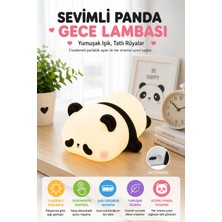 Open City Sevimli Panda Gece Lambası USB Şarjlı Dokunmatik Silikon Çocuk Odası Başucu Lambası 3 Kademe