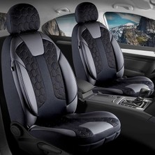 Duster 2013-2017 ile Uyumlu Lüx Deri Detaylı Oto Koltuk Kılıfı Ön Arka Takım Cyrus Siyah