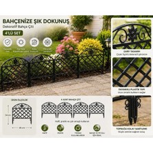 Loremp 4’lü Set Dekoratif Bahçe Çiti 34X45 cm Plastik Çiçeklik Sınırlandırma Çiti Bahçe Kenar Çiti Siyah