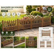 Loremp 4’lü Set Dekoratif Plastik Bahçe Çiti 60,5 x 55 cm Çiçeklik Sınırlandırma Çiti Bahçe Kenar Çiti Kahverengi