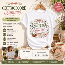 Tişört Kodu Cottagecore Summer Kadın Tişört – Çiçekli ve Vintage Yaz Temalı Straight Fit Tişört