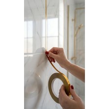 BGULF Kendinden Yapışkanlı Dekoratif Fayans Arası Şerit Bant Derz Bandı (1 cm x 50 Metre - Altın Renk)