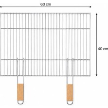 Sinanoğlu Ahşap Saplı Mangal Teli 60x40 cm Tekil Ürün 1 Parça Izgara Plakası Dayanıklı Kullanım