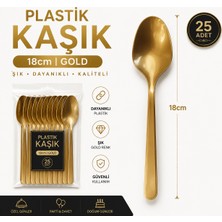 Alenked Gold Sert Plastik Kaşık 25'li