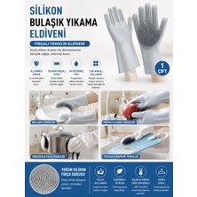 Mersi Shop Silikon Bulaşık Yıkama Eldiveni Fırçalı Temizlik Eldiveni Çok Amaçlı