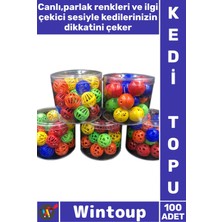 Wintoup #keditopu Renkli Eğlenceli Interaktif Ilgi Çekici Dayanıklı Plastik Sesli Çıngıraklı Evcil Hayvan Pet Kedi Topu 100 Adet