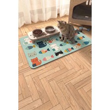 Matgo Pati Kedi Köpek Beslenme Matı 50X70CM Yamalı Kedi Su Geçirmez Kaymaz Mama Kabı Altlığı Paspası