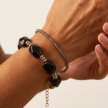 THEIA GemWorks Afsun - Dumanlı Kuvars ve Hematit Taşlı El Yapımı Ikili Bileklik Seti