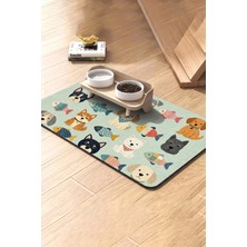 Matgo Pati Kedi Köpek Beslenme Matı 50X70CM Yamalı Köpek Su Geçirmez Kaymaz Mama Kabı Altlığı Paspas