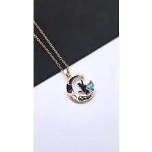 Serenity Hilal Kedi Figürlü Çelik KOLYE02