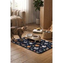 Matgo Pati Kedi Köpek Beslenme Matı 50X70CM Balık Kılçıklı Su Geçirmez Mama Kabı Altlığı Paspası