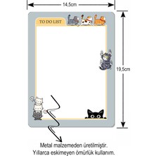 İyi Fikirler Yaramaz Kediler Yaz Sil Buzdolabı Notluk Alışveriş Listesi Manyetik Metal Magnet To Do List Kalem Hediyeli