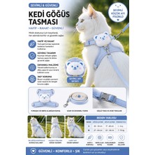 Floria Kedi Göğüs Tasması ve Gezdirme Tasması Seti - Ayarlanabilir, Kaçma Önleyici, 120CM Kayış