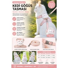 Floria Kedi Göğüs Tasması ve Gezdirme Tasması Seti - Ayarlanabilir, Kaçma Önleyici, 120CM Kayış