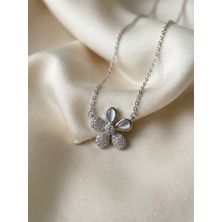 Aytekin Jewelry Çiçekli Taşlı Kolye 925 Ayar Gümüş