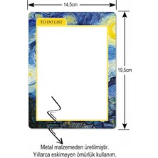 İyi Fikirler Van Gogh Yıldızlı Gece Yaz Sil Buzdolabı Notluk Alışveriş Listesi Manyetik Metal Magnet To Do List Kalem Hediyeli