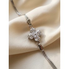 Aytekin Jewelry Yonca Benzeri Taşlı Bileklik 925 Ayar Gümüş