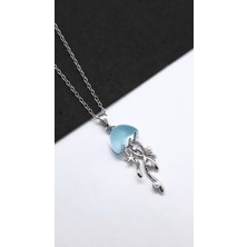 Serenity Opal Zirkon Taşlı Deniz Anası Figür Çelik Kolye3