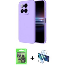 Pileli Store Pilelistore™ Mi 14T Pro Kılıf Ahenk Serisi - Siyah 3D Antistatik Cam Ekran Koruyucu + Raze Metal Kamera Lens - Gs