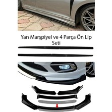 Sare Tuning Bmw F36 2017 Sonrası F30 Düz Yan Marşpiyel + 4 Parça Beyaz Ön Ek Piano Black Bodykit Set