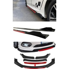 Sare Tuning Bmw E34 Kırmızı Şeritli Yan Marşpiyel Eki ve 4 Parça Ön Ek Piano Black Set