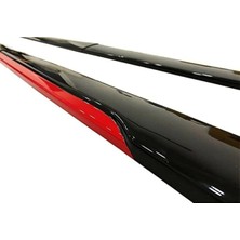 Sare Tuning Mercedes 202 Uyumlu Kırmızı Şeritli Yan Marşpiyel Eki ve 4 Parça Ön Ek Piano Black Set