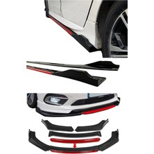 Sare Tuning Ford Explorer Uyumlu Kırmızı Şeritli Yan Marşpiyel Eki ve 4 Parça Ön Ek Piano Black Set